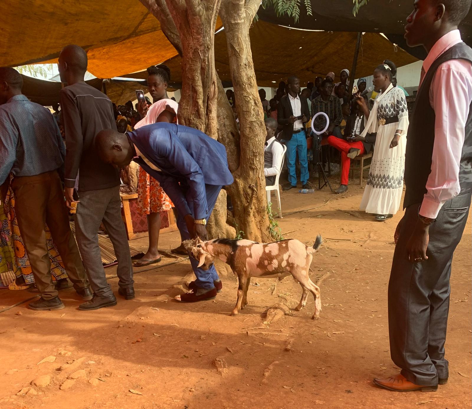 Bringing wedding gifts to a newly married couple. 